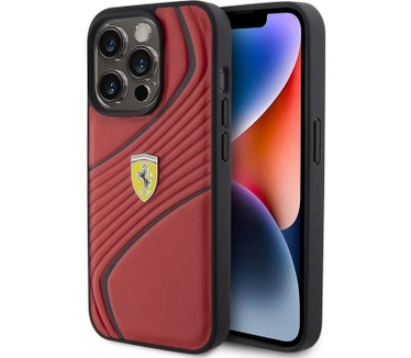 Ferrari Twist Metal Logo Back Case iPhone 15 Pro Max (6.7") Rood Rood