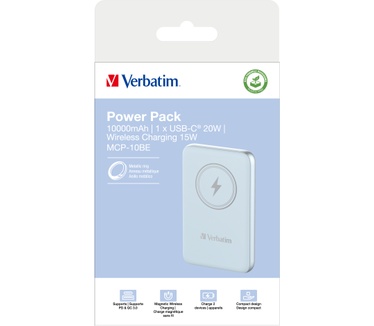 Verbatim Charge 'n' Go Magnetische Draadloze Power Bank 10000mAh Blauw