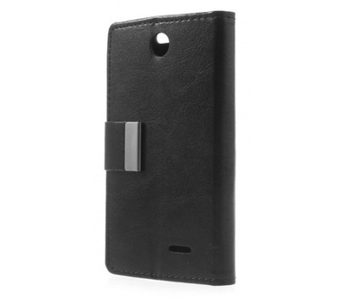 Kees Lederlook Portemonnee Hoesje HTC Desire 310 - Zwart