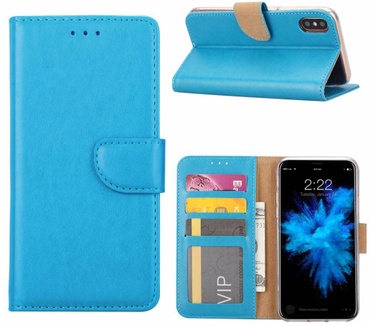 Luxe Lederen Bookcase hoesje voor de Apple iPhone XS - Blauw (Apple iPhone XS) Blauw