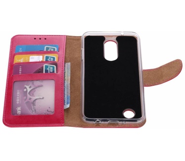 Luxe Lederen Bookcase hoesje voor de LG K4 2017 - Roze (LG K4 2017) Roze