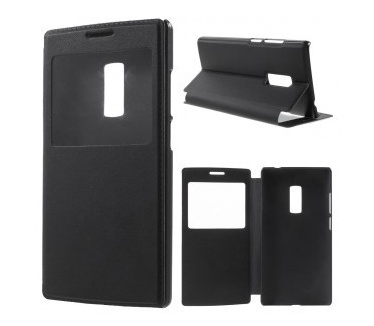 qMust Window Cover OnePlus 2 - hoes met zichtvenster - Zwart