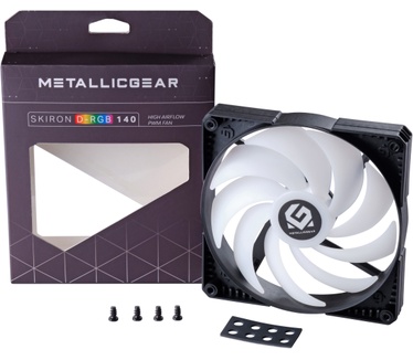 Metallic Gear Skiron MetallicGear SKIRON MG-F140 D-RGB PWM, 4-Pin High Airflow D-RGB Fan 140mm, Black Fan Frame with Matte White Blades, 140mm