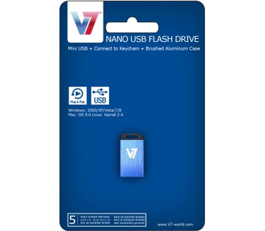 V7 Nano USB 2.0 8GB Blauw