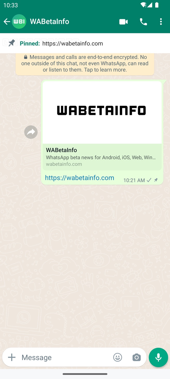 WhatsAppBetaInfo pinned whatsapp bericht android