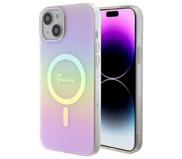 Guess Iridescent MagSafe Back Case Apple iPhone 15 (6.1") - Roze Roze