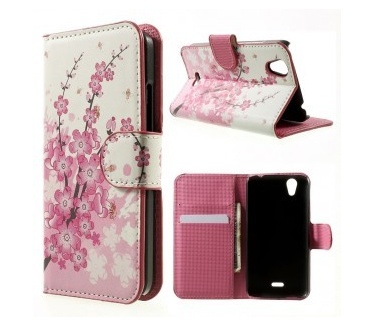 qMust Wiko Birdy Wallet Case - hoesje met stand - Pink Blossom