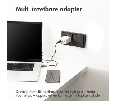 Accezz Power Pro GaN Ultra Fast Wall Charger - Oplader 2x USB-C & USB aansluiting - Snellader - Power Delivery - 65W - Wit