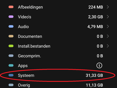 Opslag en systeemgebruik