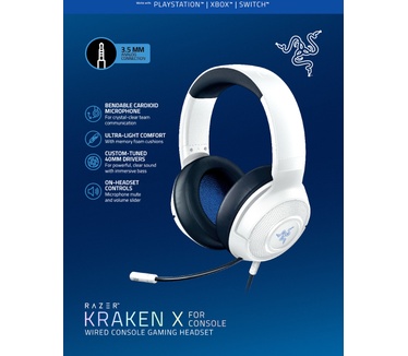 Razer Kraken X for PlayStation (Blauw, Wit, Zwart)