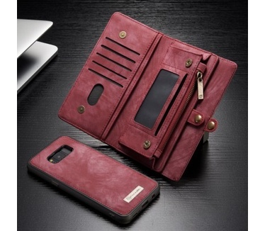 Caseme Samsung Galaxy S8 Plus Luxe Lederen Portemonnee Hoesje - uitneembare backcover Rood