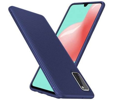 qMust Samsung Galaxy A41 Texture TPU Case - Blauw