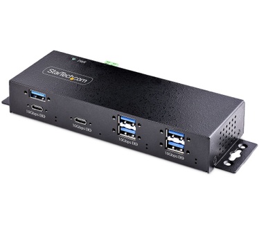 Startech.com 7-Port Industriële USB Hub met Power Adapter, 10Gbps, Metaal, Monteerbaar, 5x USB-A en 2x USB-C Downstream Poorten, ESD Bescherming, Gevoede USB Hub, TAA