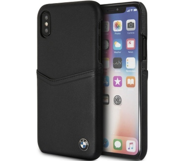 BMW Leather Hard Card Case - Apple iPhone X (5,8'') - Zwart  Zwart