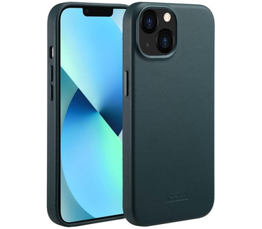Accezz MagSafe Leather Backcover iPhone 13 - Donkergroen