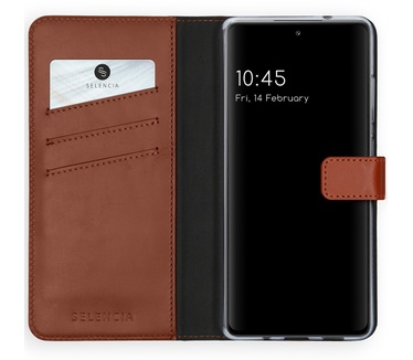 Selencia Echt Lederen Bookcase Samsung Galaxy S20 FE - Lichtbruin