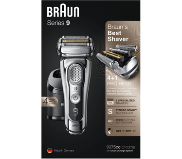 Braun Series 9 9375cc Nieuwste Generatie Elektrisch Scheerapparaat, Clean&Charge-station, Chroom