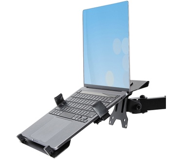 Startech.com Monitor Arm met VESA Laptopbeugel, Bureausteun voor Enkel Scherm (Max 32"/8kg) en Laptop (Max 4.5kg), Verstelbare Laptop Arm & Monitorbeugel, Bureauklem/Doorvoertule, Zwart