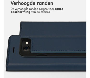 Accezz Premium Leather Slim Bookcase iPhone SE (2022 / 2020) / 8 / 7 / 6(s) - Donkerblauw