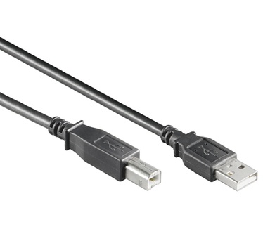Eeconn USB 2.0 Kabel, A - B, Zwart, 1m