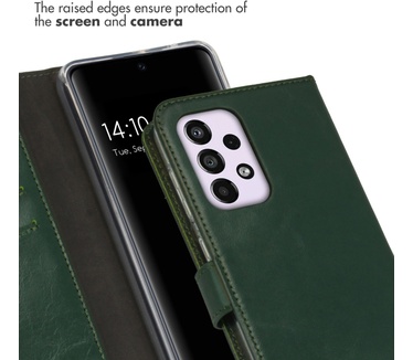 Selencia Echt Lederen Bookcase Samsung Galaxy A33 - Groen