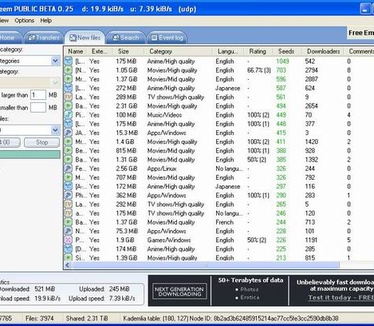 eXeem 0.25 beta screenshot (resized)