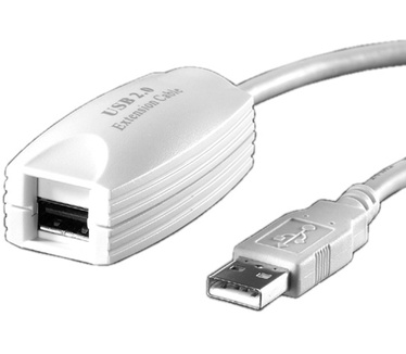 Value USB 2.0 verlengset, 1 poort, wit 5m