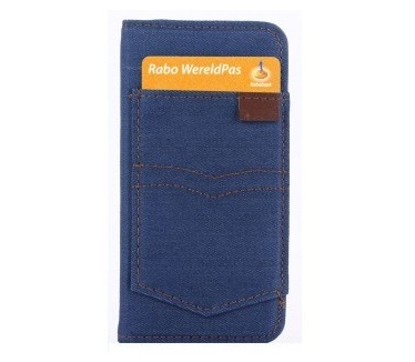 qMust Apple iPhone SE Jeans Wallet Case - TPU frame - Baby Blue