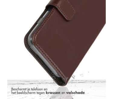 Selencia Echt Lederen Bookcase iPhone 14 - Bruin