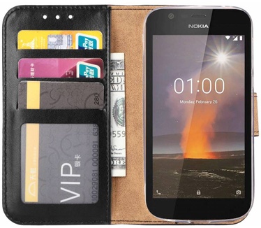 Luxe Lederen Bookcase hoesje voor de Nokia 1 - Zwart (Nokia 1) Zwart