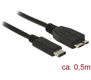 Delock Kabel SuperSpeed USB 10 Gbps (USB 3.1, Gen 2) USB Type-C? Stecker > USB Typ Micro-B Stecker 0,5 m zwart (83676)
