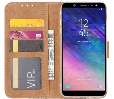 Panter print lederen Bookcase hoesje voor de Samsung Galaxy A6 2018 (Samsung Galaxy A6 2018)