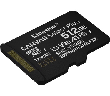 Kingston 512GB micSDXC Canvas Select Plus Gen3 150R A1 enkel pakket zonder ADP