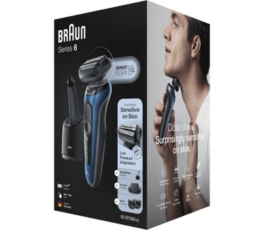 Braun Series 6 60-B7500cc Elektrisch Scheerapparaat Met SmartCare Center, Baardtrimmer, Blauw