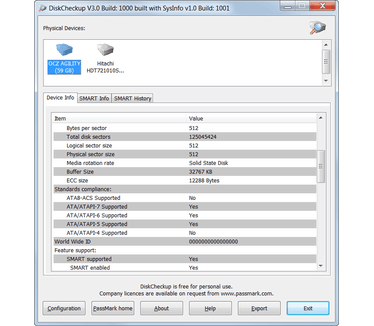 PassMark DiskCheckup screenshot