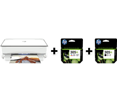 HP Envy 6032 + HP 305XL kleur en zwarte inktcartridge