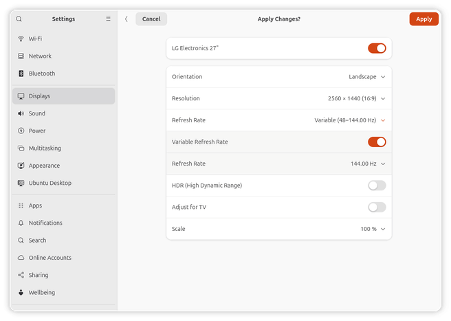 Ubuntu 25.10 - VRR