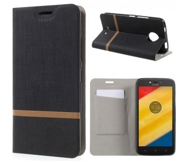 qMust Motorola Moto C Plus Wallet Case - TPU frame - Zwart