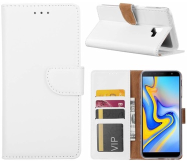 Luxe Lederen Bookcase hoesje voor de Samsung Galaxy J6 Plus 2018 - Wit (Samsung Galaxy J6 Plus 2018) Wit