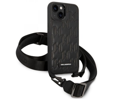 Karl Lagerfeld Saffiano Monogram Strap - iPhone 14 Plus - Zwart Zwart