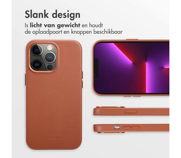 Accezz MagSafe Leather Backcover iPhone 13 Pro - Bruin