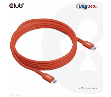 Club 3D CLUB3D USB2 Type-C Bi-Directional USB-IF Certified Cable Data 480Mb, PD 240W(48V/5A) EPR M/M 3m / 9.84 ft Oranje