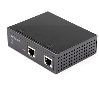 Startech.com Industrial Gigabit PoE Injector High Speed/High Power 90W 802.3bt PoE++ 48V-56VDC DIN Rail UPoE/Ultra Power Over Ethernet Injector Adapter -40°C tot +75°C Rugged