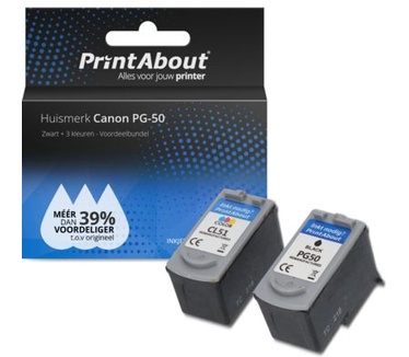 PrintAbout Huismerk Canon PG-50 / CL-51 Inktcartridge Zwart + 3 kleuren Voordeelbundel