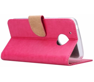 Luxe Lederen Bookcase hoesje voor de Motorola Moto G5 - Roze (Motorola Moto G5) Roze