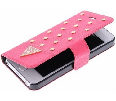 Guess Tessi Leather Book Case for iPhone 5/5S/SE - Studded Pink Roze