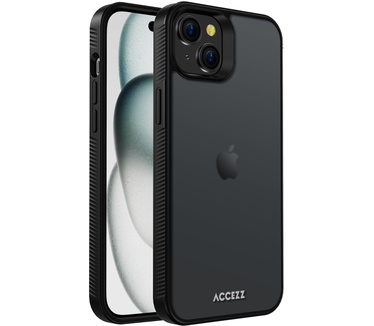Accezz Rugged Frosted Backcover iPhone 15 Plus - Zwart
