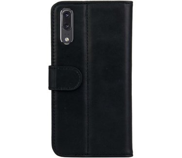 Rosso Deluxe Huawei P20 Hoesje Echt Leer Book Case Zwart (P20) Zwart
