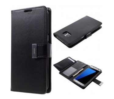 Mercury Samsung Galaxy S7 edge Rich Diary Wallet Case - TPU frame - Black