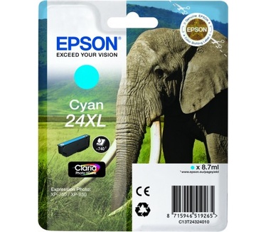 Epson Singlepack Cyan 24XL Claria Photo HD Ink